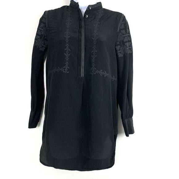 Madewell Tops - Madewell Silk Longsleeve blouse Boho embroidered